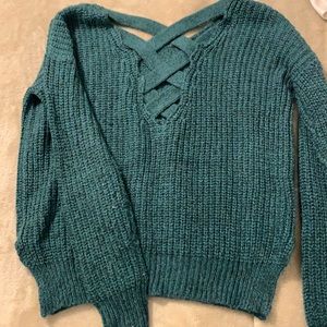 Green knit wool sweater